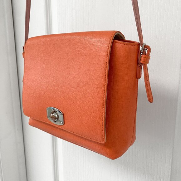 Furla - Appaloosa Pebbled Leather Cross Body Shoulder Bag - Orange - Picture 3 of 13